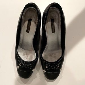 LV black leather heels